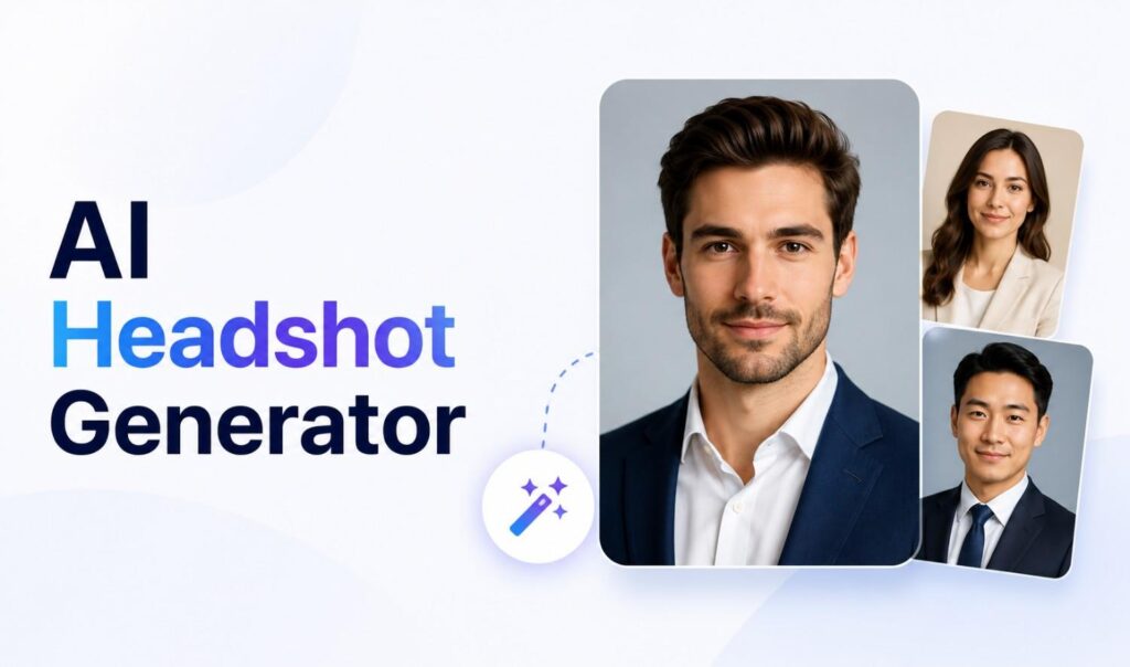 AI Headshot Generator creating professional business headshots from photos using artificial intelligence