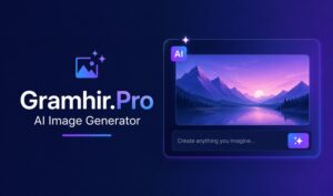 Gramhir.Pro AI Image Generator interface creating AI-generated artwork from text prompts