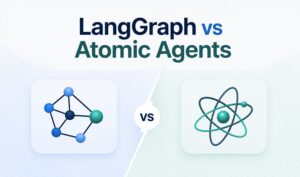 LangGraph vs Atomic Agents comparison illustration showing AI agent frameworks and workflow architecture