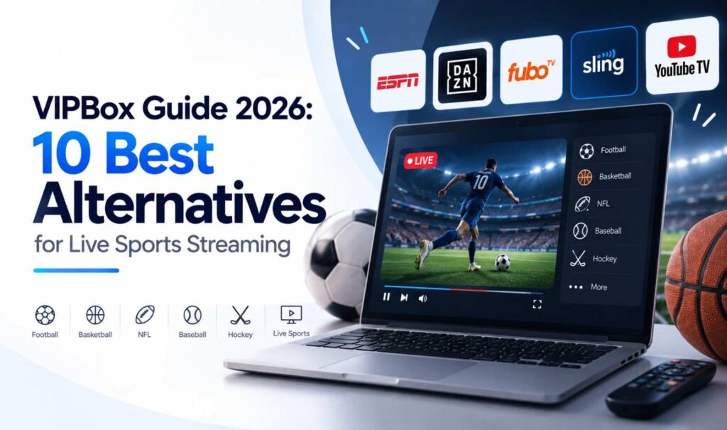 VIPBox alternatives for live sports streaming in 2026, featuring football, basketball, NFL, baseball, and hockey streaming options.