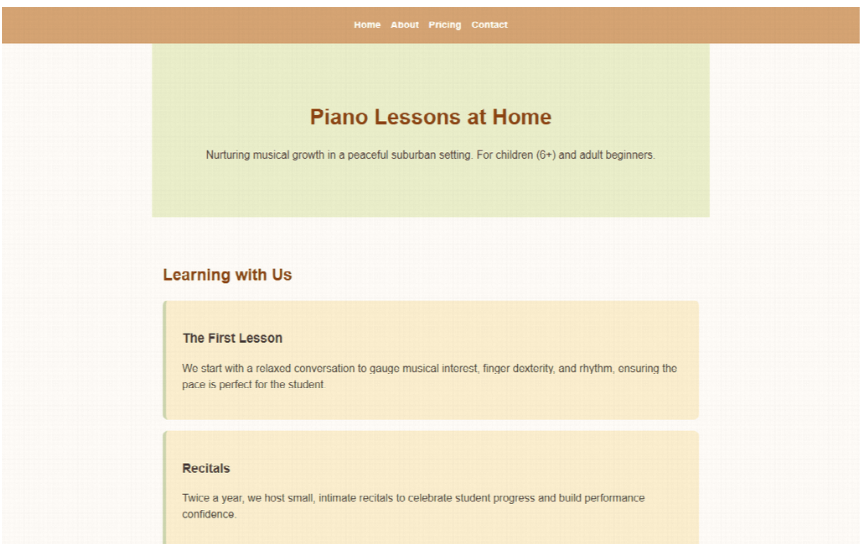 piano lesson at home