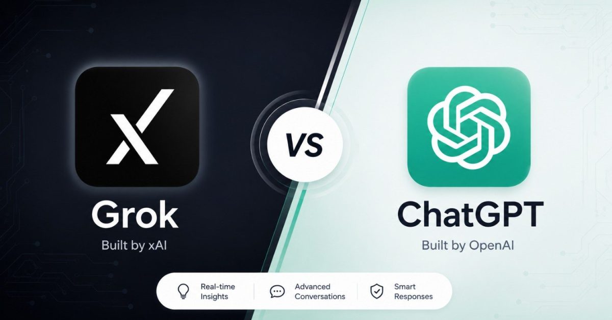 Grok vs ChatGPT comparison showing two AI assistants and their capabilities, features, performance, and real-world use cases.