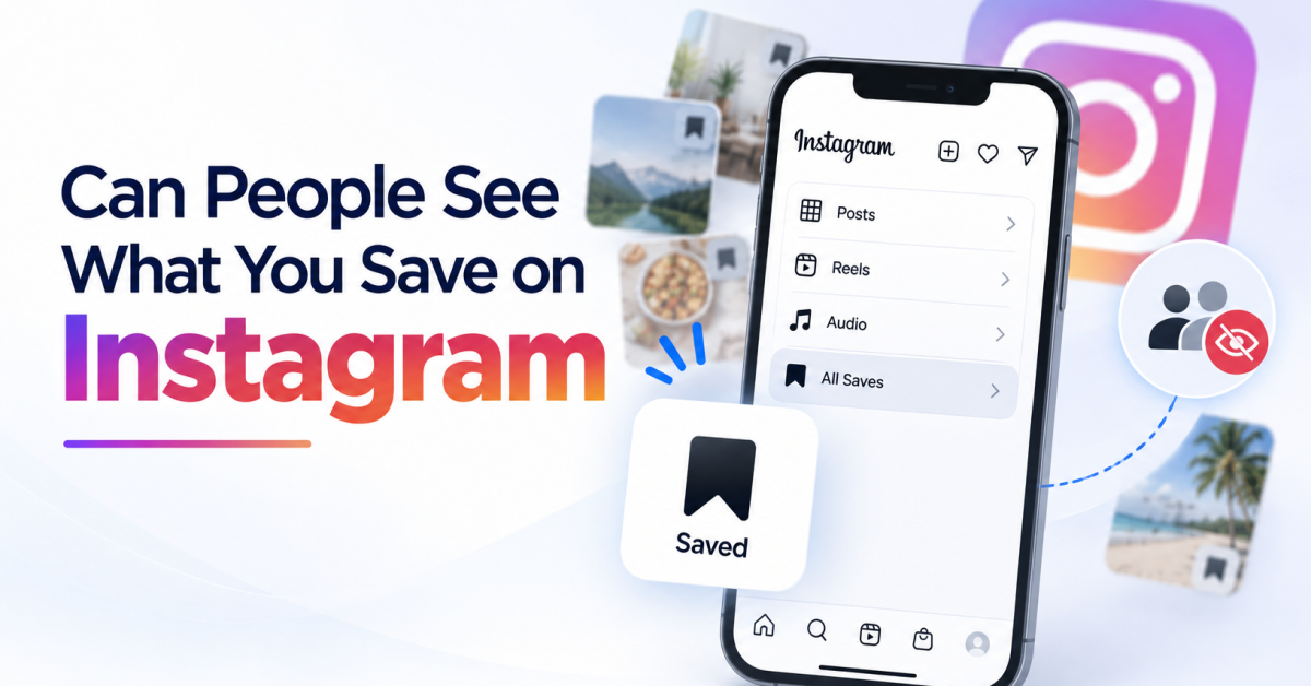 Can people see what you save on Instagram? Illustration showing Instagram saved posts, bookmarks, and privacy.