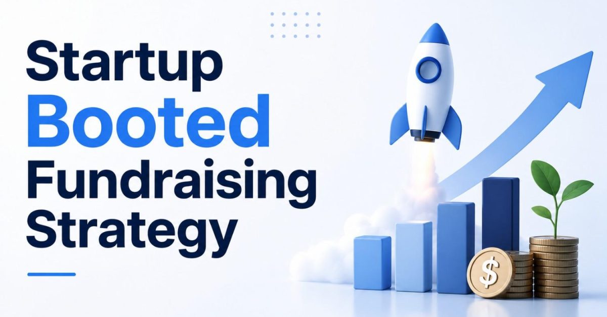 Booted fundraising strategy illustration showing startup growth, fundraising planning, investment, and capital raising