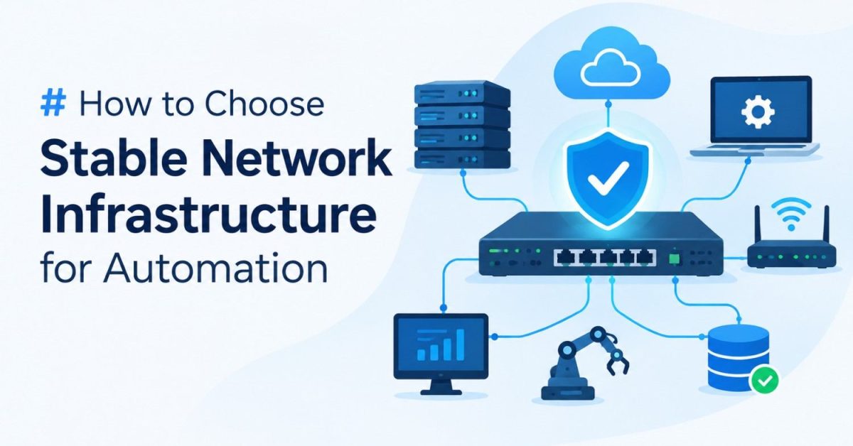 Stable network infrastructure for automation with servers, security, cloud, and connected devices